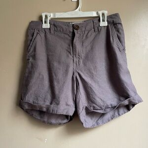 Fat Face X Baird McNutt Irish linen shorts size 2 mauve purple grey